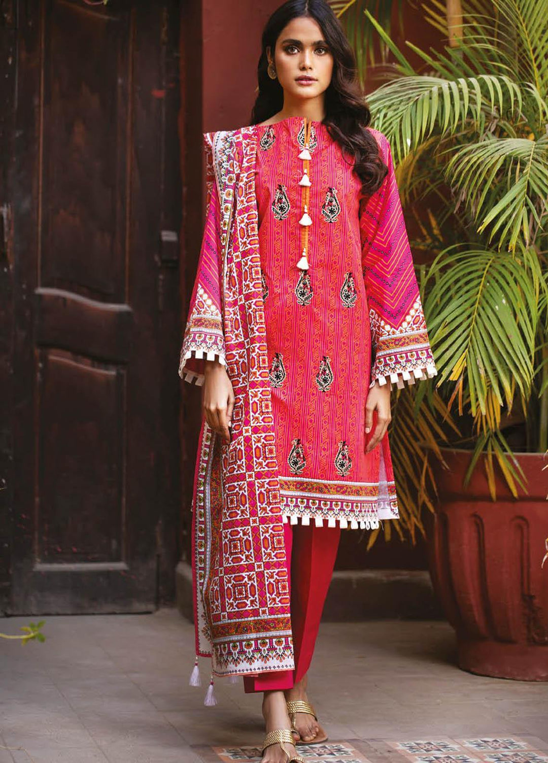 Orient Textile Embroidered Lawn Suits Unstitched 3 Piece OTL-21-011 Pink - Summer Collection