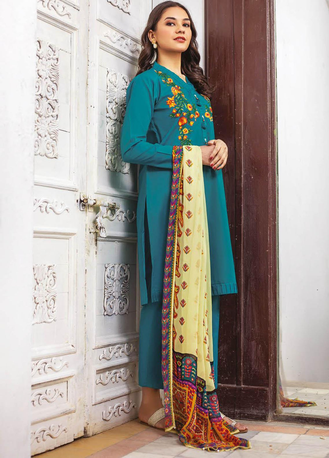 Orient Textile Embroidered Lawn Suits Unstitched 3 Piece OTL-21-012 Blue - Summer Collection