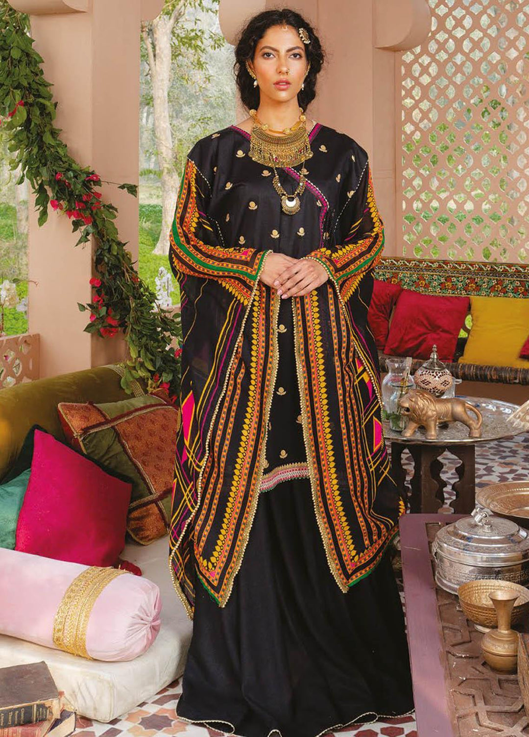 Orient Textile Printed Lawn Suits Unstitched 2 Piece OTL-21-030 Black - Summer Collection