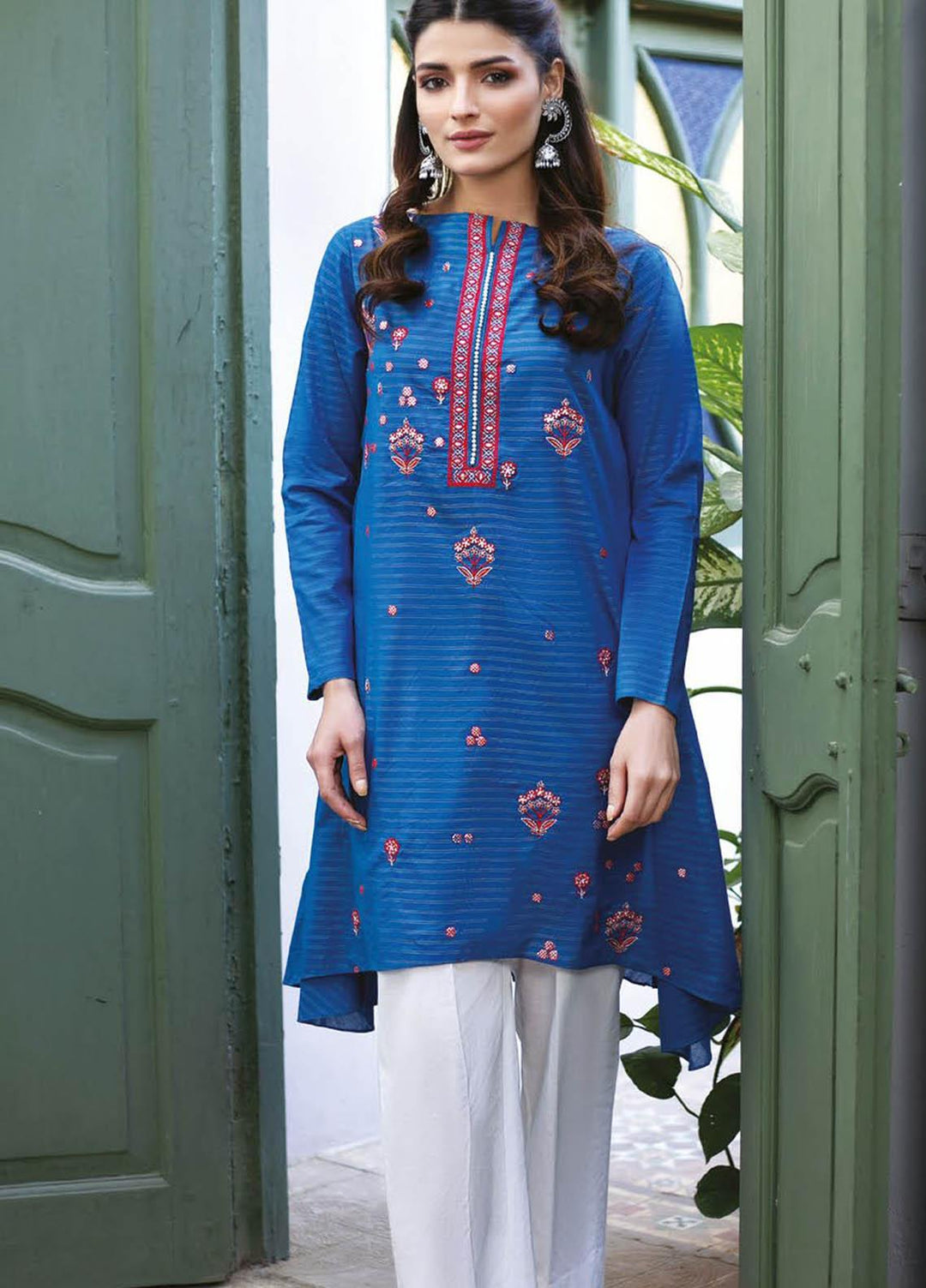 Orient Textile Embroidered Missouri Unstitched Kurties OTL-21-034 Blue - Summer Collection