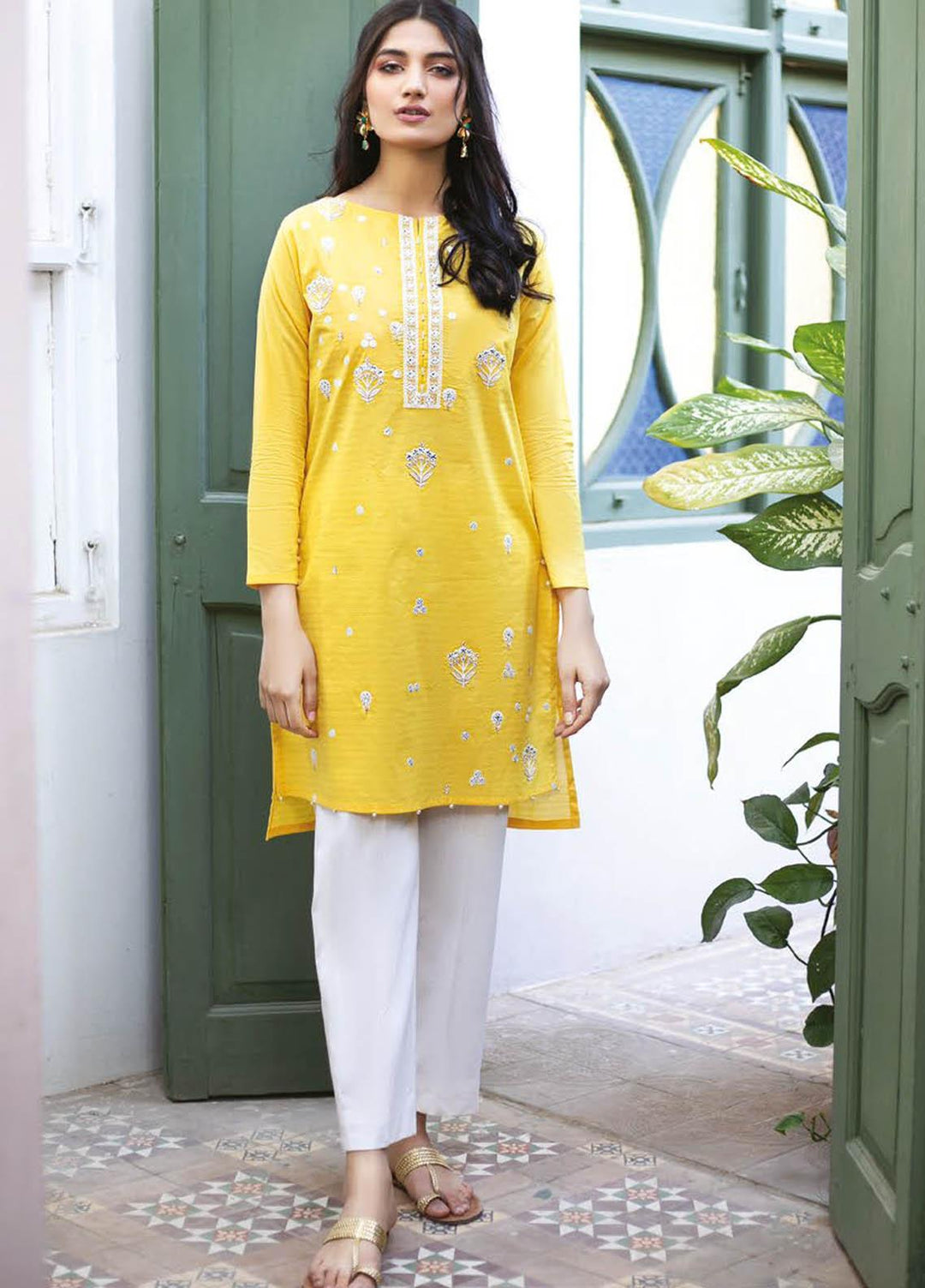 Orient Textile Embroidered Missouri Unstitched Kurties OTL-21-034 Yellow - Summer Collection