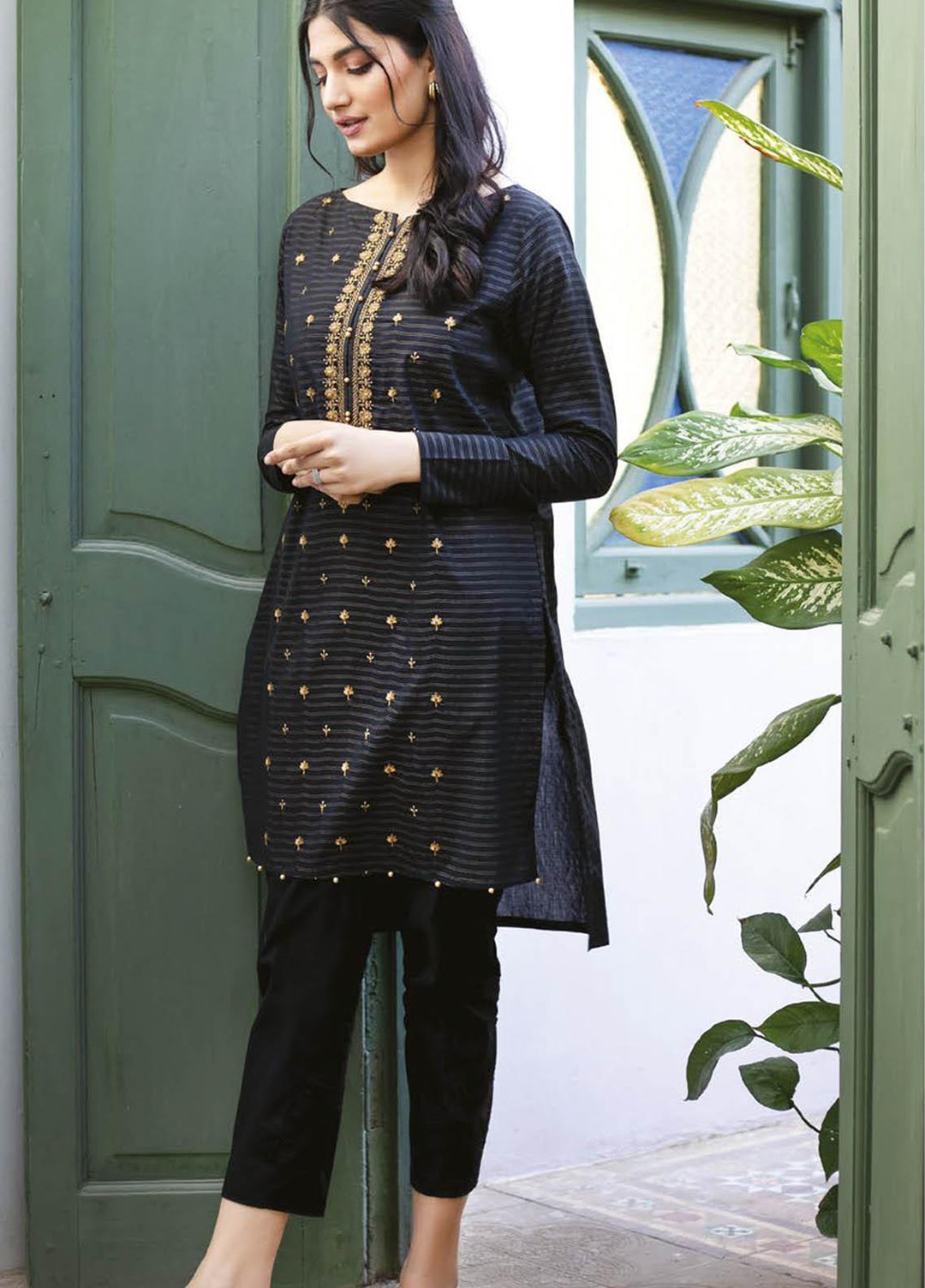 Orient Textile Embroidered Missouri Unstitched Kurties OTL-21-036 Black - Summer Collection