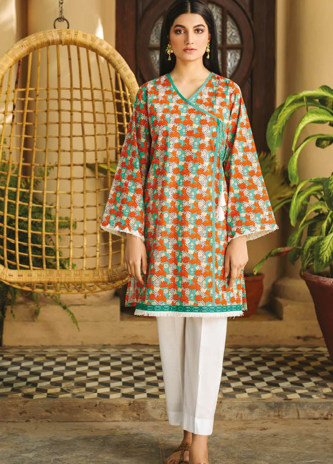 Orient Textile Printed Lawn Unstitched Kurties OTL-21-038 Green - Summer Collection