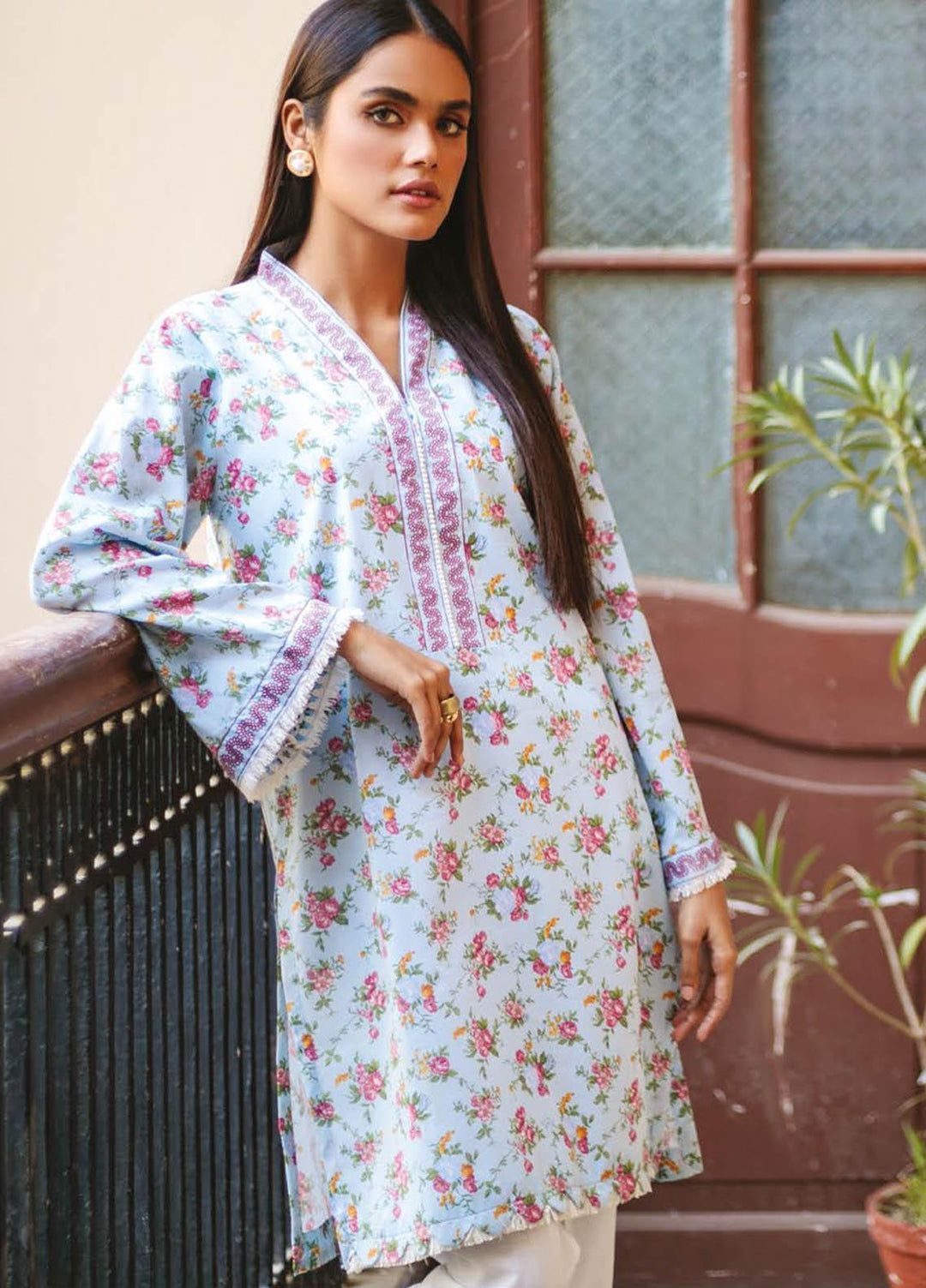 Orient Textile Printed Lawn Unstitched Kurties OTL-21-039 Blue - Summer Collection