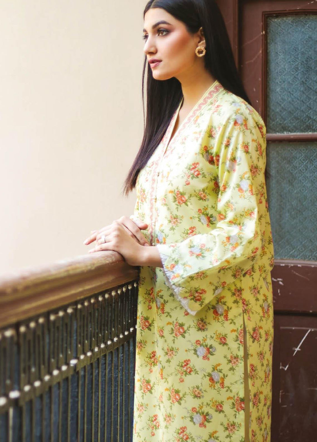 Orient Textile Printed Lawn Unstitched Kurties OTL-21-039 Green - Summer Collection