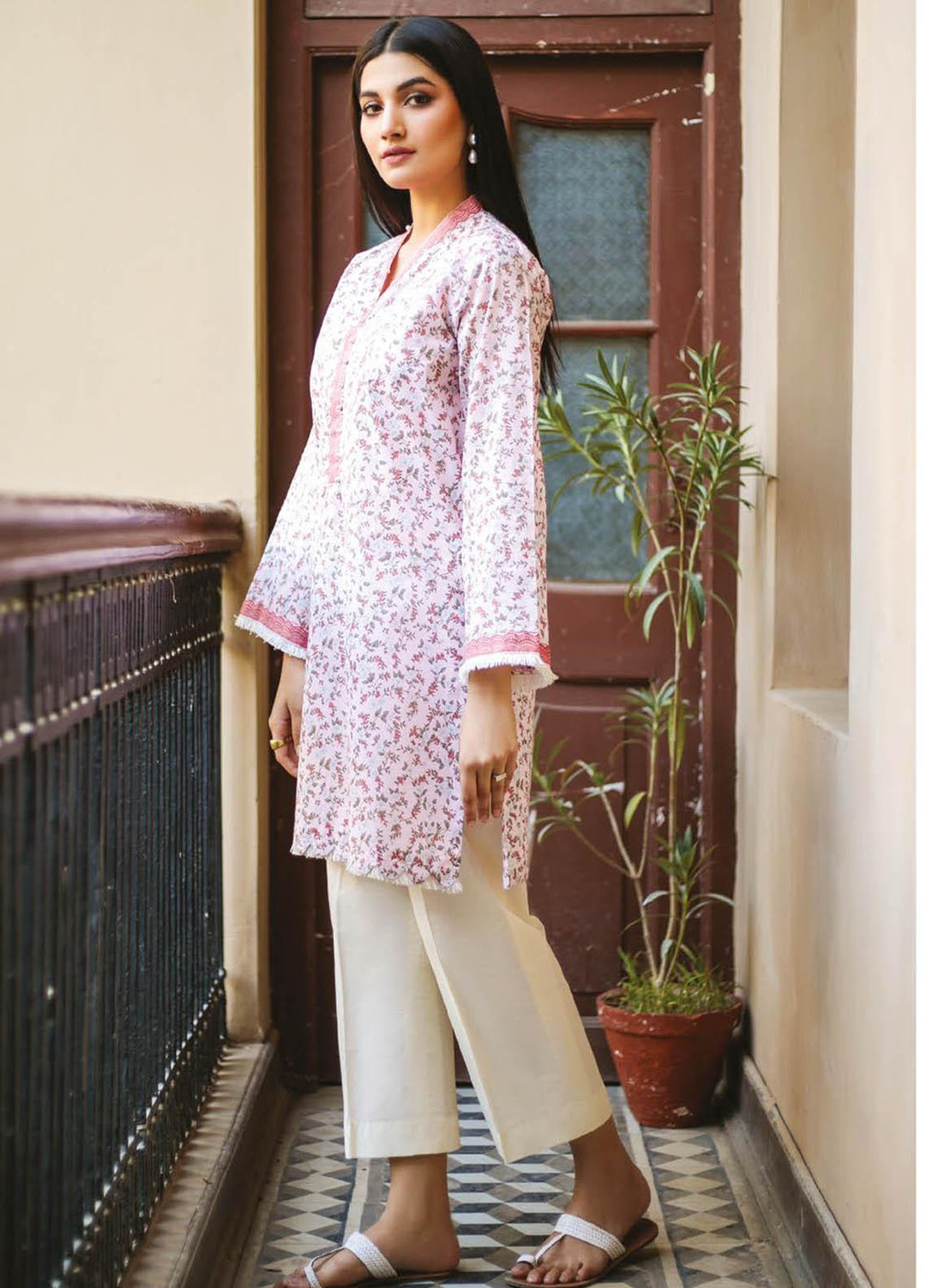 Orient Textile Printed Lawn Unstitched Kurties OTL-21-040 Pink - Summer Collection