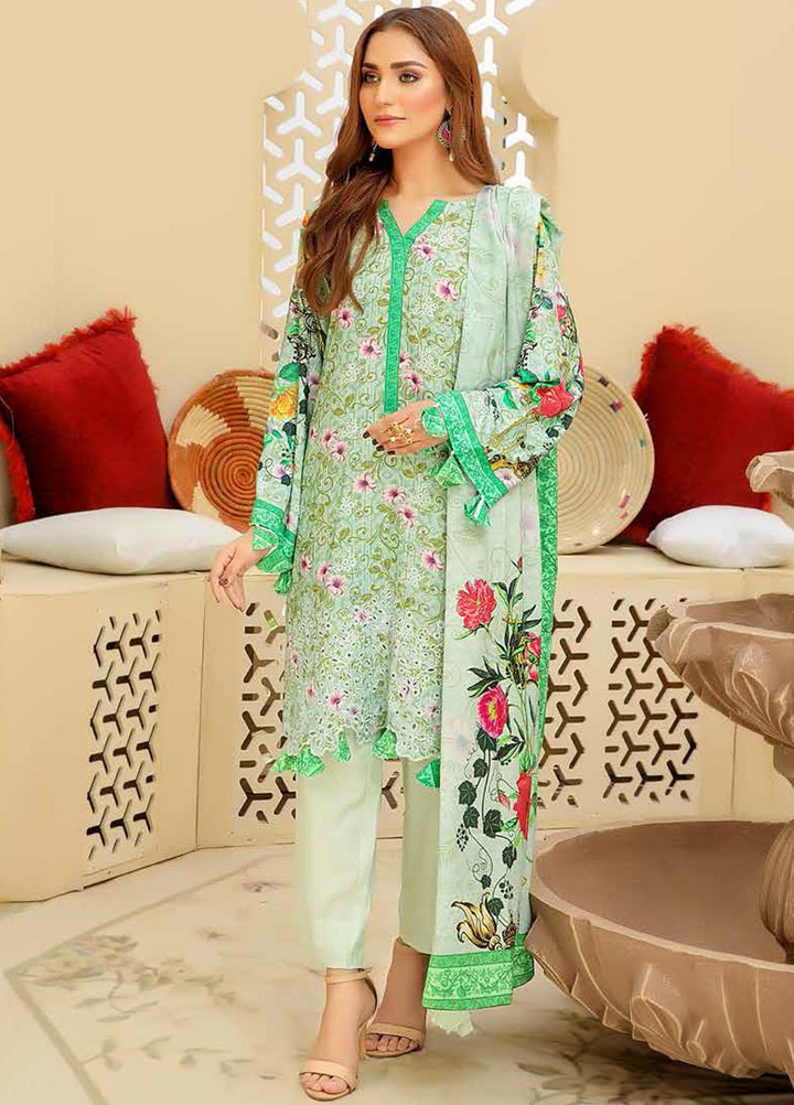 Guzel by Riaz Arts Embroidered Chikankari Slub Linen Suits Unstitched 3 Piece RA21GSL D-01 - Winter Collection