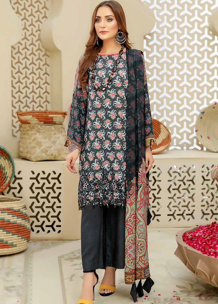 Guzel by Riaz Arts Embroidered Chikankari Slub Linen Suits Unstitched 3 Piece RA21GSL D-03 - Winter Collection