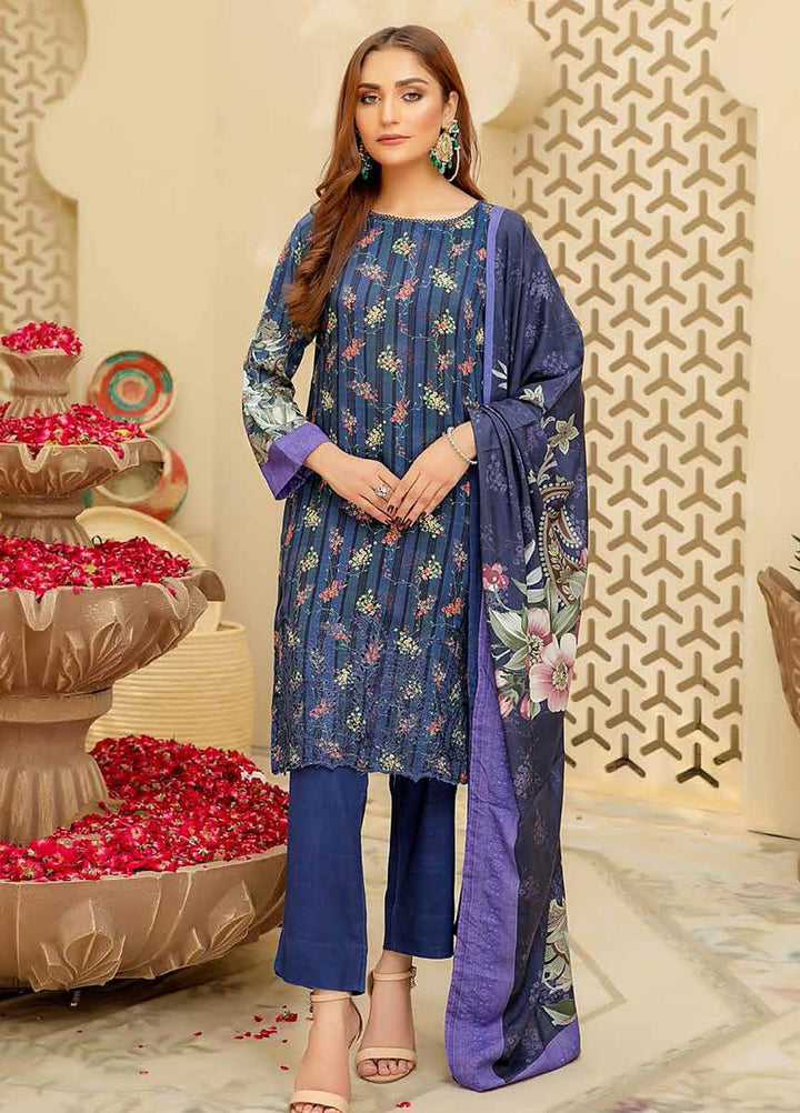 Guzel by Riaz Arts Embroidered Chikankari Slub Linen Suits Unstitched 3 Piece RA21GSL D-05 - Winter Collection