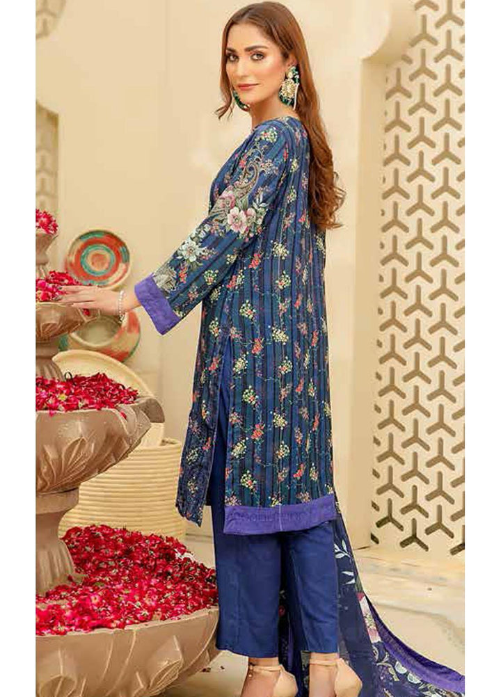 Guzel by Riaz Arts Embroidered Chikankari Slub Linen Suits Unstitched 3 Piece RA21GSL D-05 - Winter Collection