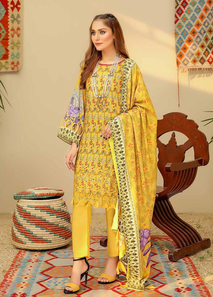 Guzel by Riaz Arts Embroidered Chikankari Slub Linen Suits Unstitched 3 Piece RA21GSL D-06 - Winter Collection