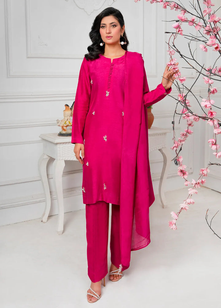 Hadia Batool Pret Embroidered Raw Silk 3 Piece Suit Alena
