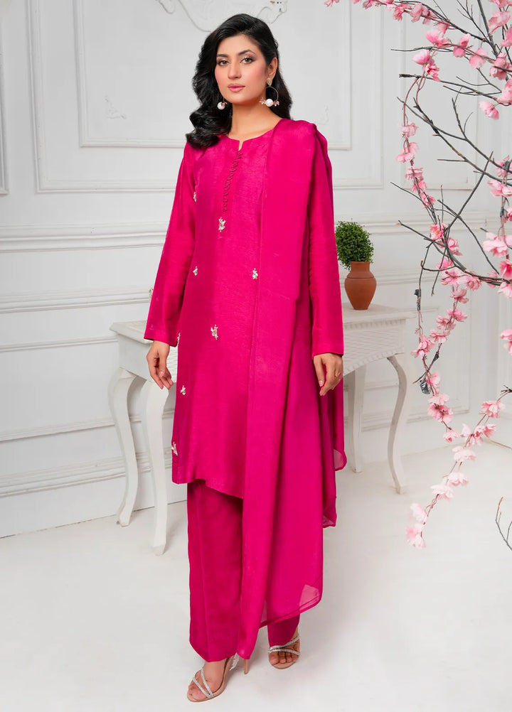 Hadia Batool Pret Embroidered Raw Silk 3 Piece Suit Alena