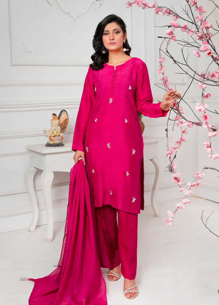 Hadia Batool Pret Embroidered Raw Silk 3 Piece Suit Alena