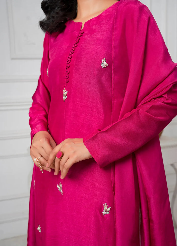 Hadia Batool Pret Embroidered Raw Silk 3 Piece Suit Alena