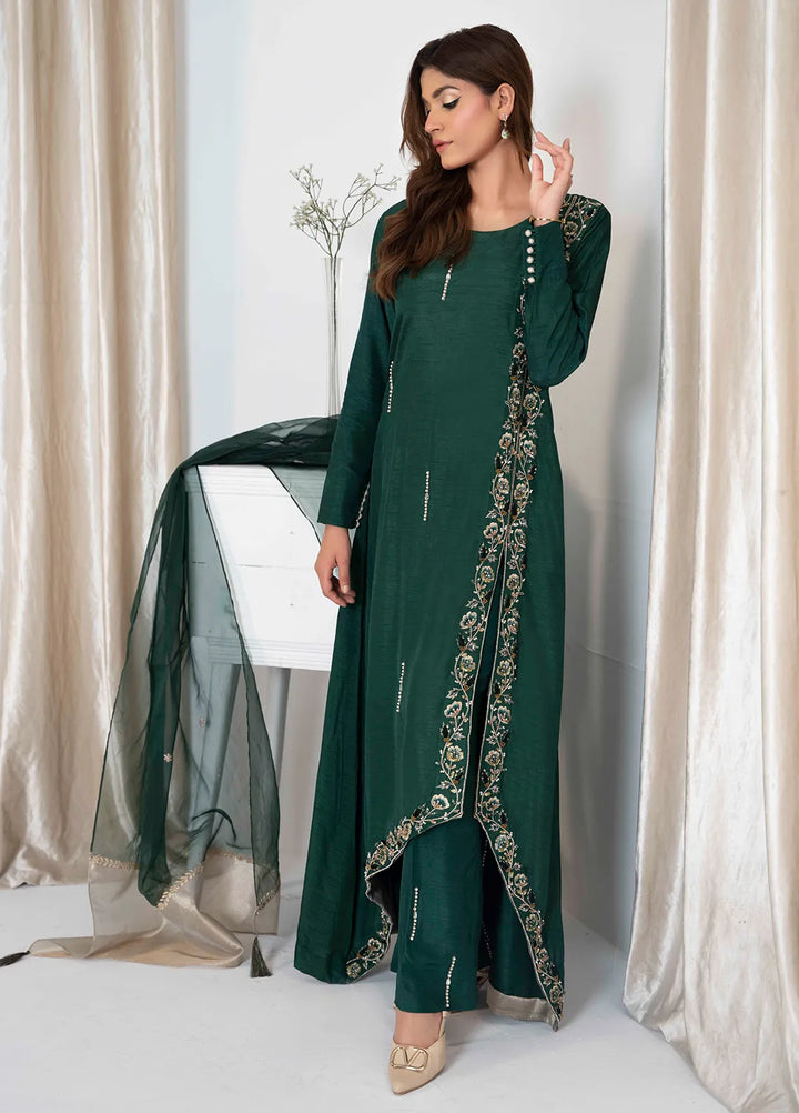 Hadia Batool Pret Embroidered Raw Silk 3 Piece Suit Aria