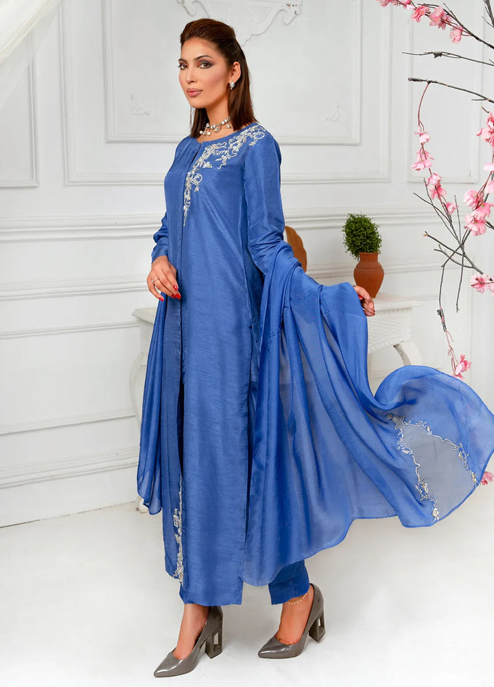 Hadia Batool Pret Embroidered Raw Silk 3 Piece Suit Cia