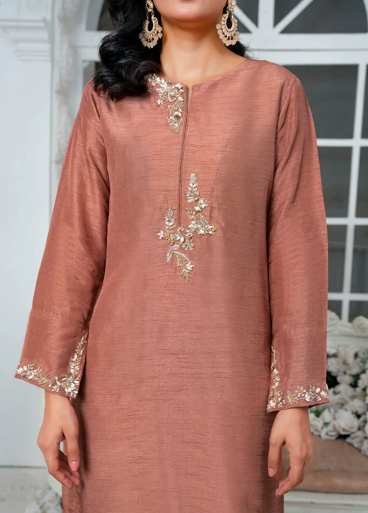 Hadia Batool Pret Embroidered Raw Silk 3 Piece Suit Evara