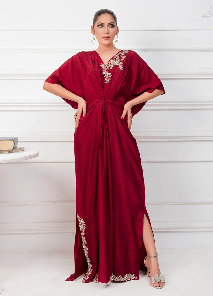 Hadia Batool Pret Embroidered Raw Silk Kaftan Zayn