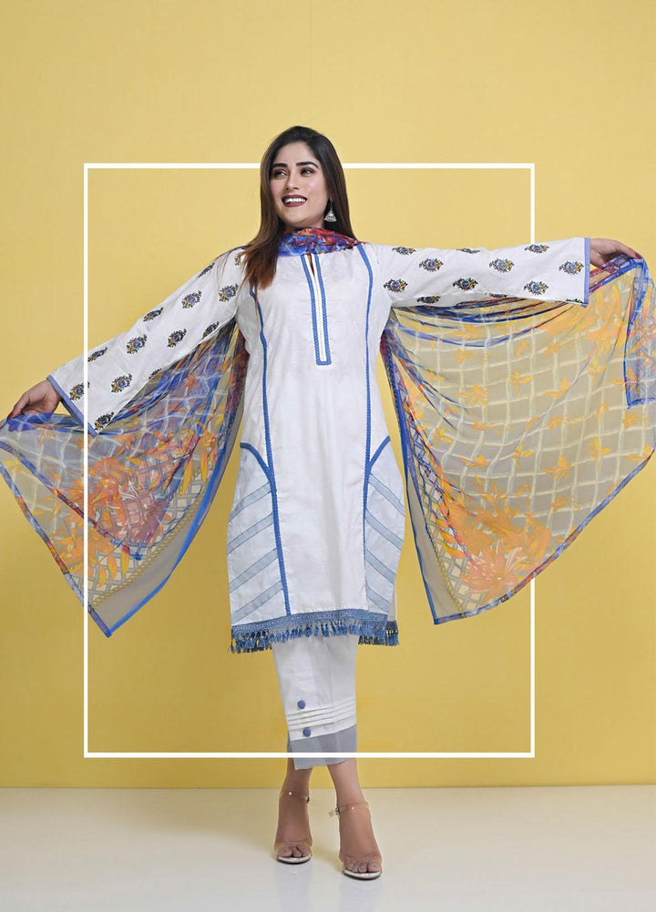 Halima Sultan Embroidered Lawn Suits Unstitched 3 Piece HS21-L3 01 Lily - Summer Collection