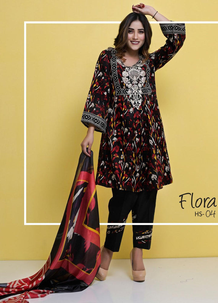 Halima Sultan Embroidered Lawn Suits Unstitched 3 Piece HS21-L3 04 Flora - Summer Collection