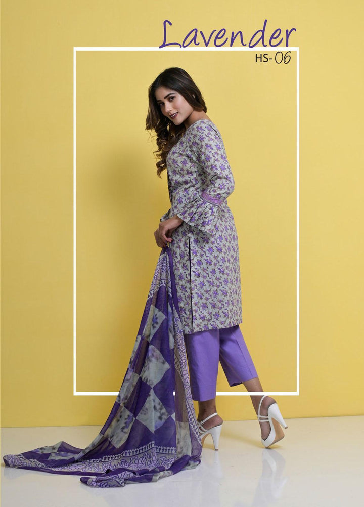 Halima Sultan Embroidered Lawn Suits Unstitched 3 Piece HS21-L3 06 Lavender - Summer Collection