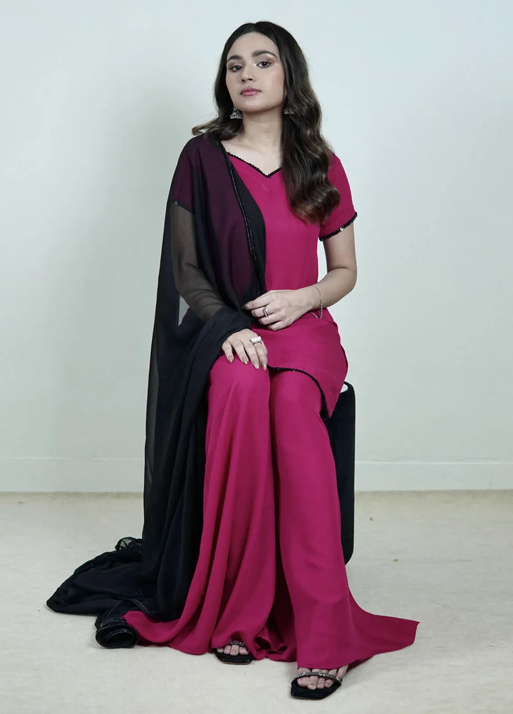 Hanim Pret Plain Crepe Malae 3 Piece Suit Zyva