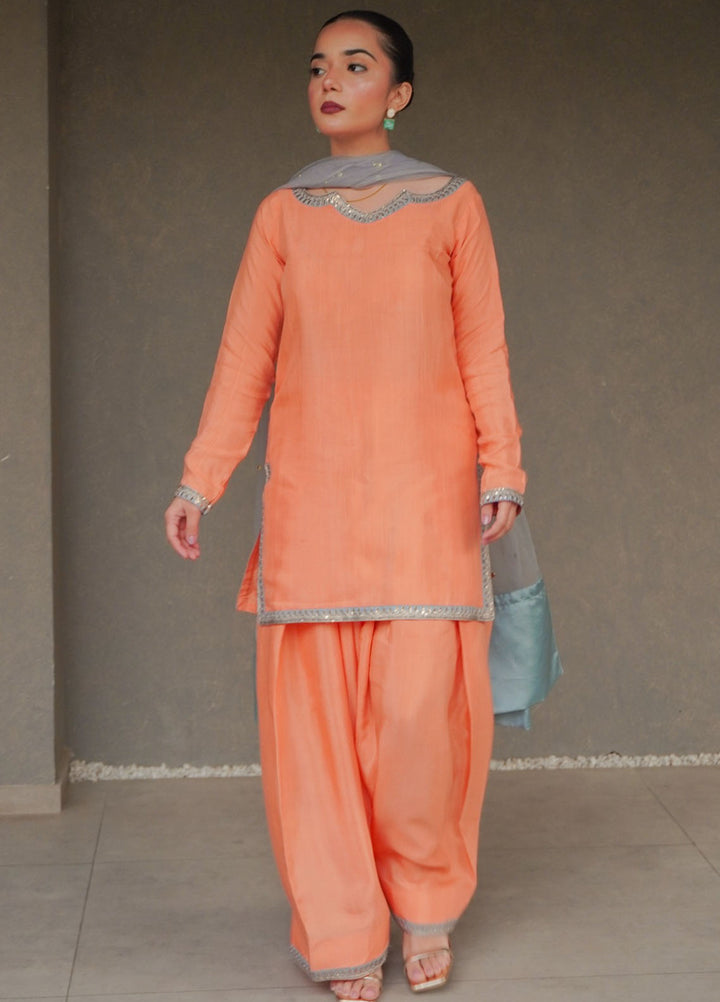 Hanim Pret Plain Silk 3 Piece Suit Raahi