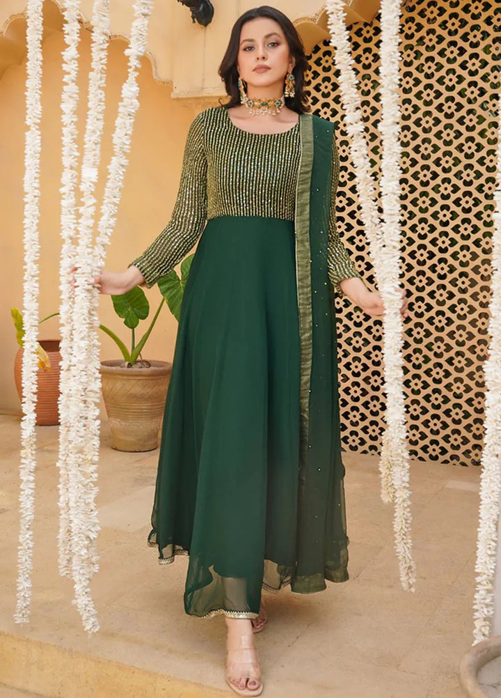 Haniya Mahnoor Pret Embroidered Chiffon 2 Piece Green Orchard