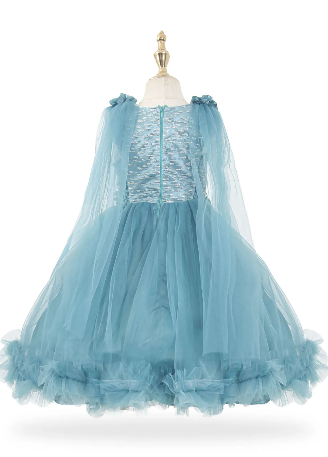 Happy Princess Fancy Pret Frock Blue Fabric For Girls