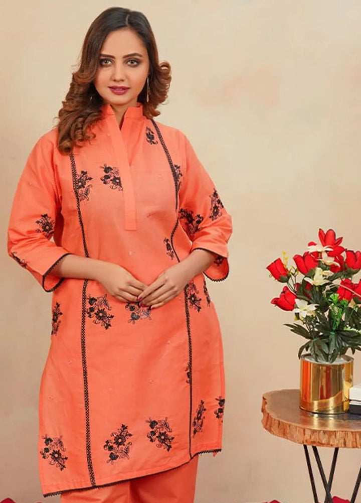 Hareem Fatima Pret Embroidered Cotton 2 Piece Suit Peach Blossom
