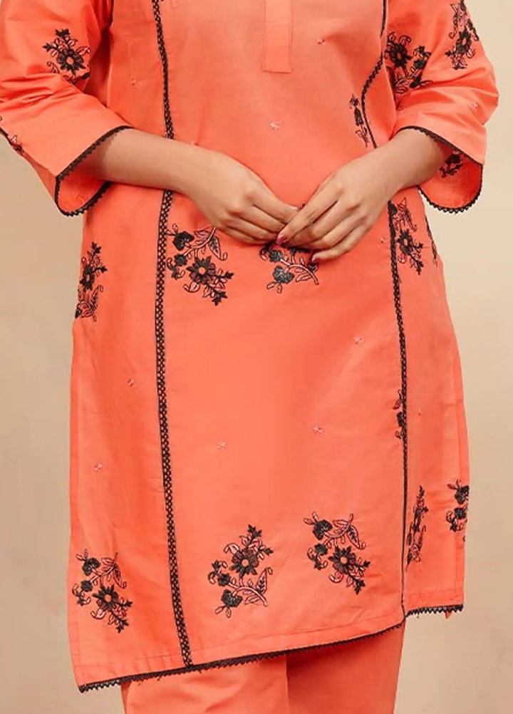 Hareem Fatima Pret Embroidered Cotton 2 Piece Suit Peach Blossom