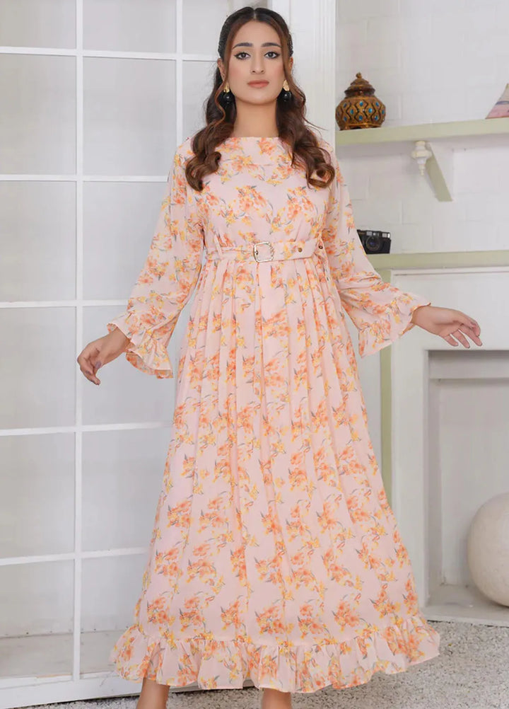 Hareem Fatima Pret Printed Chiffon 1 Piece Blush Blossom Maxi