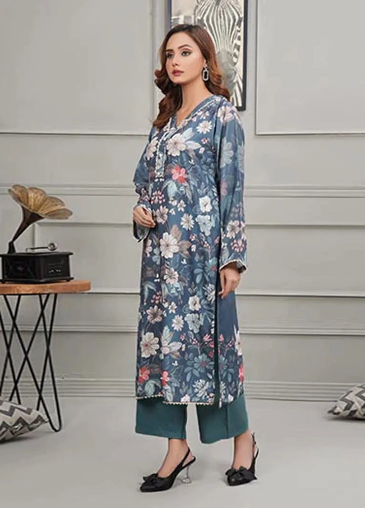Hareem Fatima Pret Printed Lawn 2 Piece Suit Azure Petals