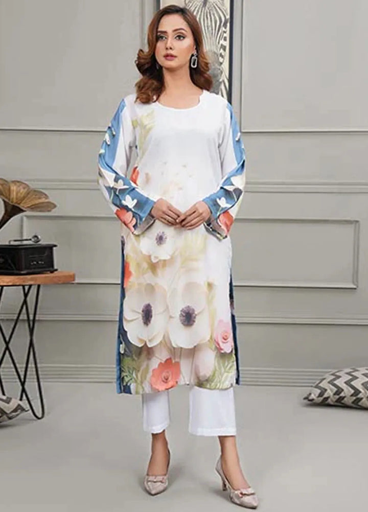Hareem Fatima Pret Printed Lawn 2 Piece Suit Flora and Stripes