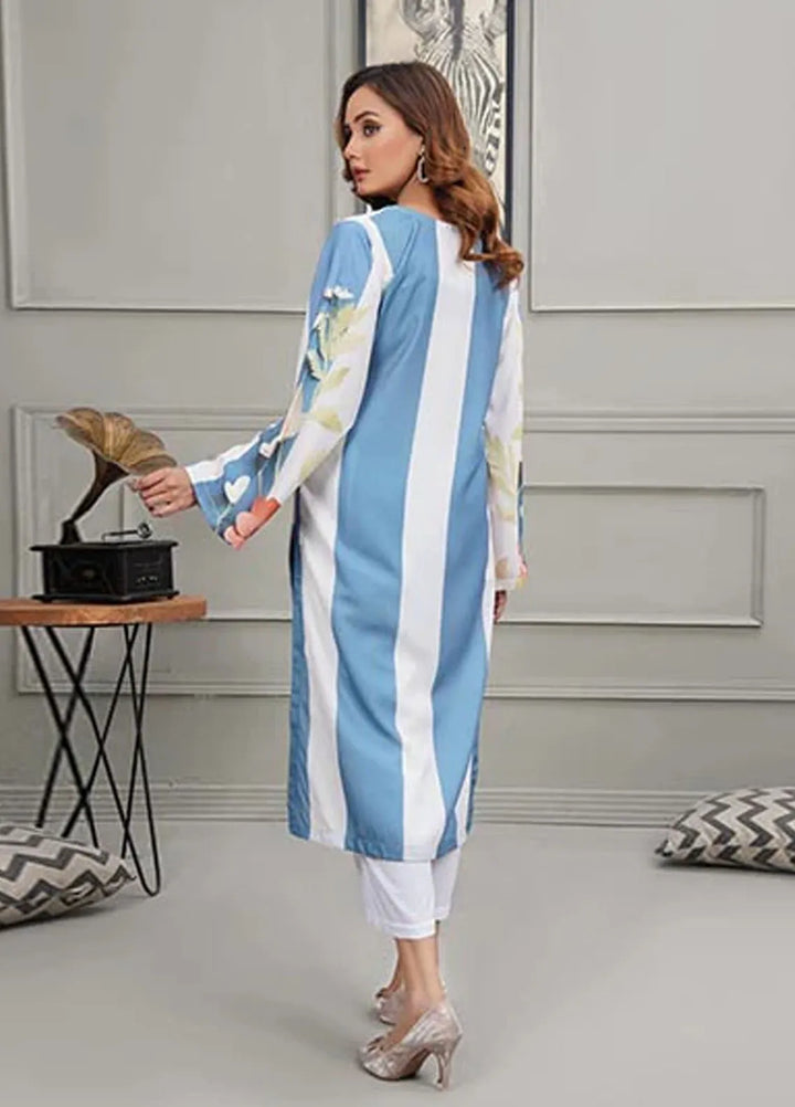 Hareem Fatima Pret Printed Lawn 2 Piece Suit Flora and Stripes