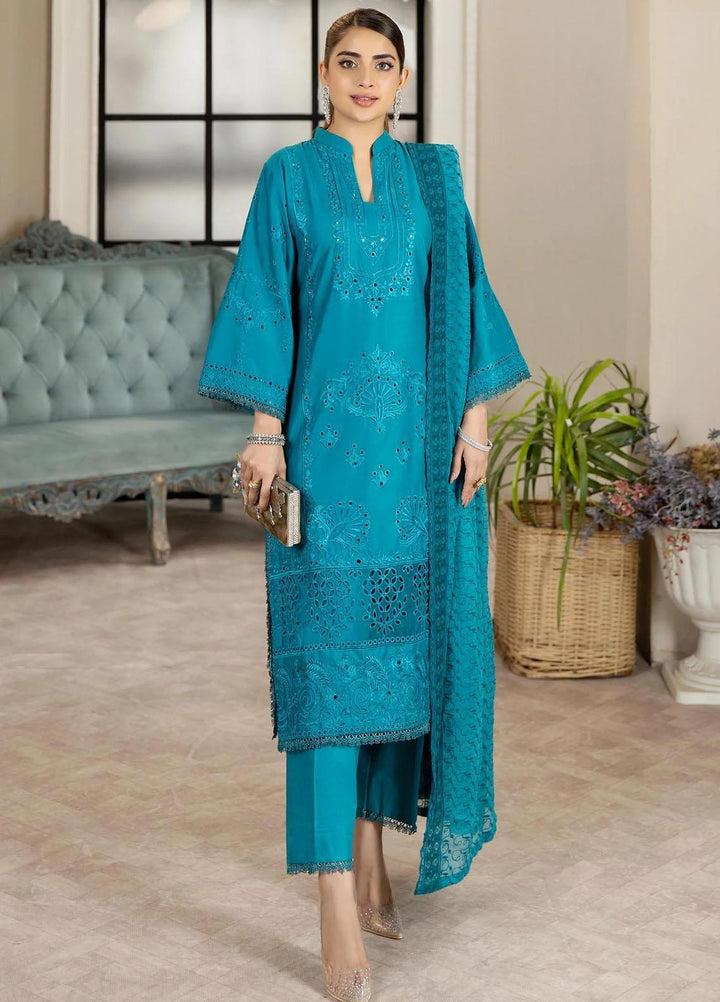 Haseen By Noorma Kaamal Embroidered Chikankari Lawn Suits Unstitched 3 Piece NK23H NK-C2-08 - Luxury Collection
