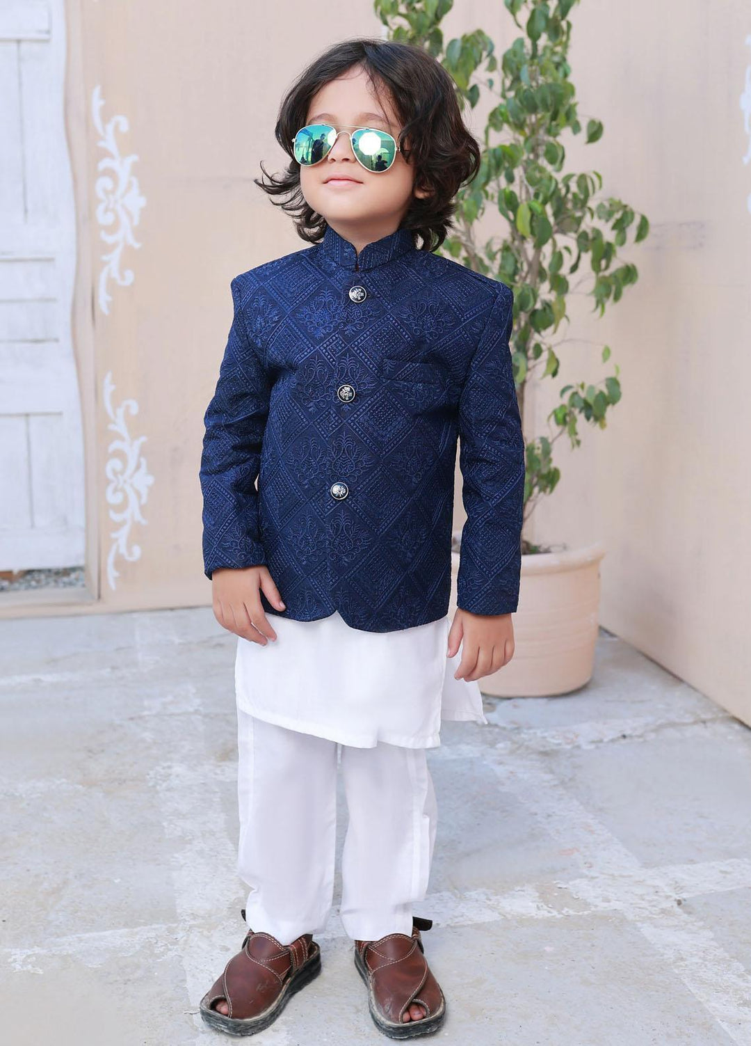 Hassan Jee  Formal Boys Prince Coat -  Royal Blue Prince Coat - P8