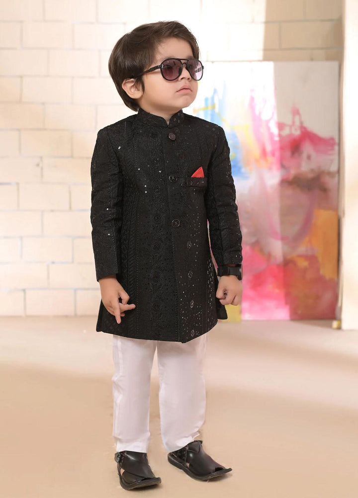 Hassan Jee  Formal Boys Sherwani -  Black Shervani - S4