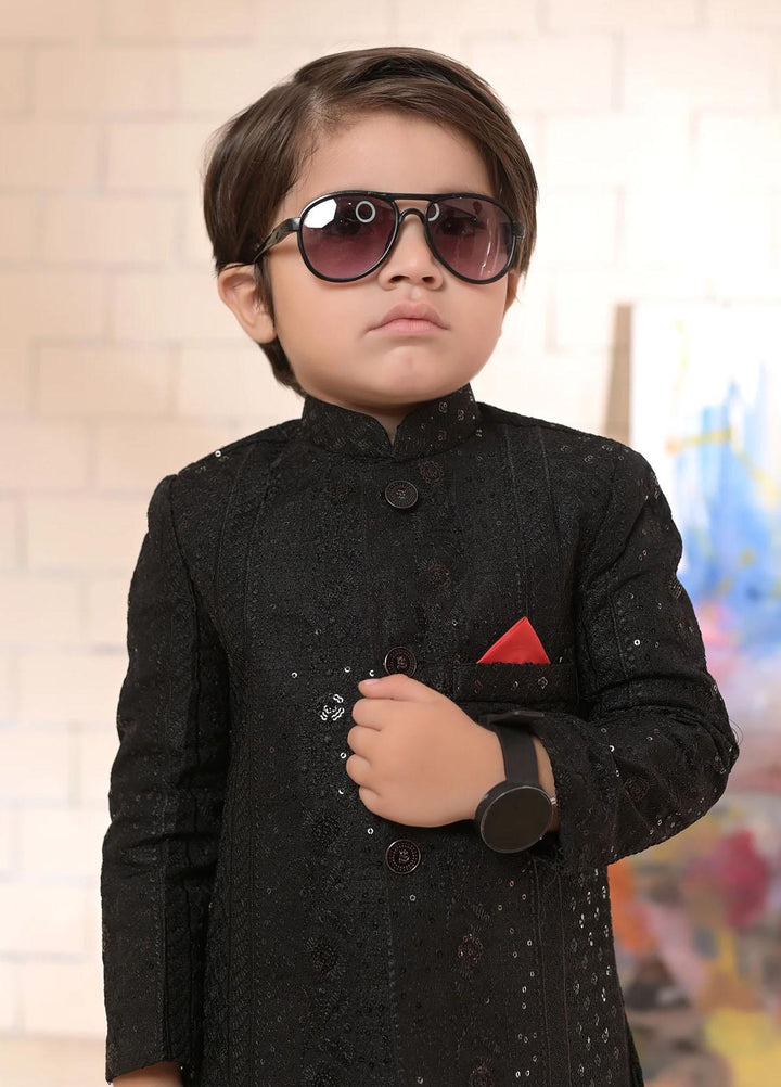 Hassan Jee  Formal Boys Sherwani -  Black Shervani - S4