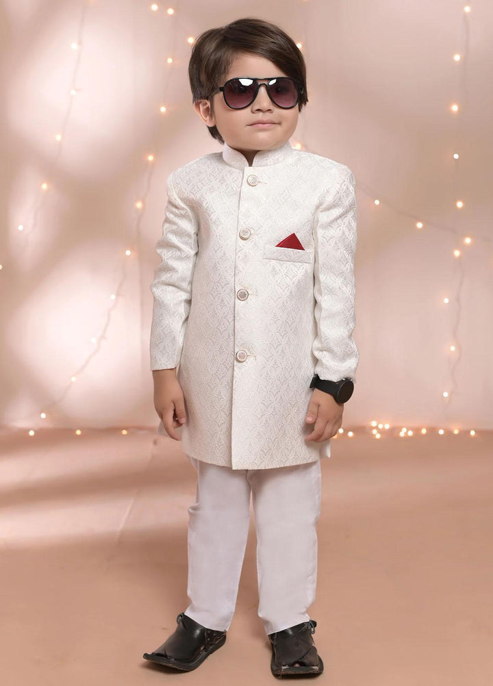 Hassan Jee  Formal Boys Sherwani -  Off White Shervani - S6