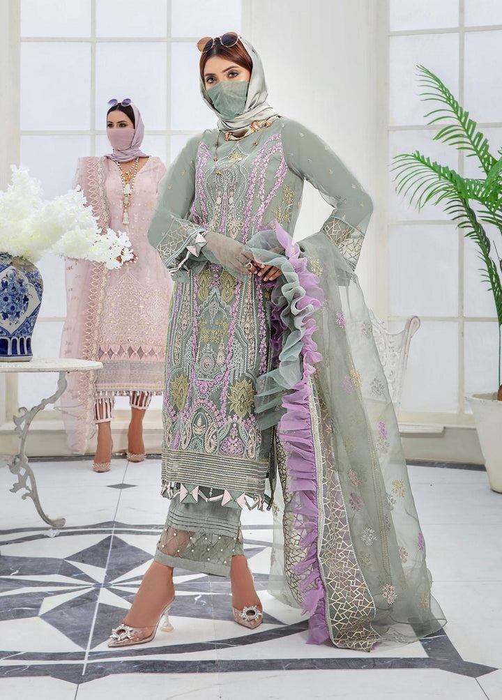 Hazel By Humdum Embroidered Organza Suits Unstitched 4 Piece HD22HO DE-04 - Luxury Collection