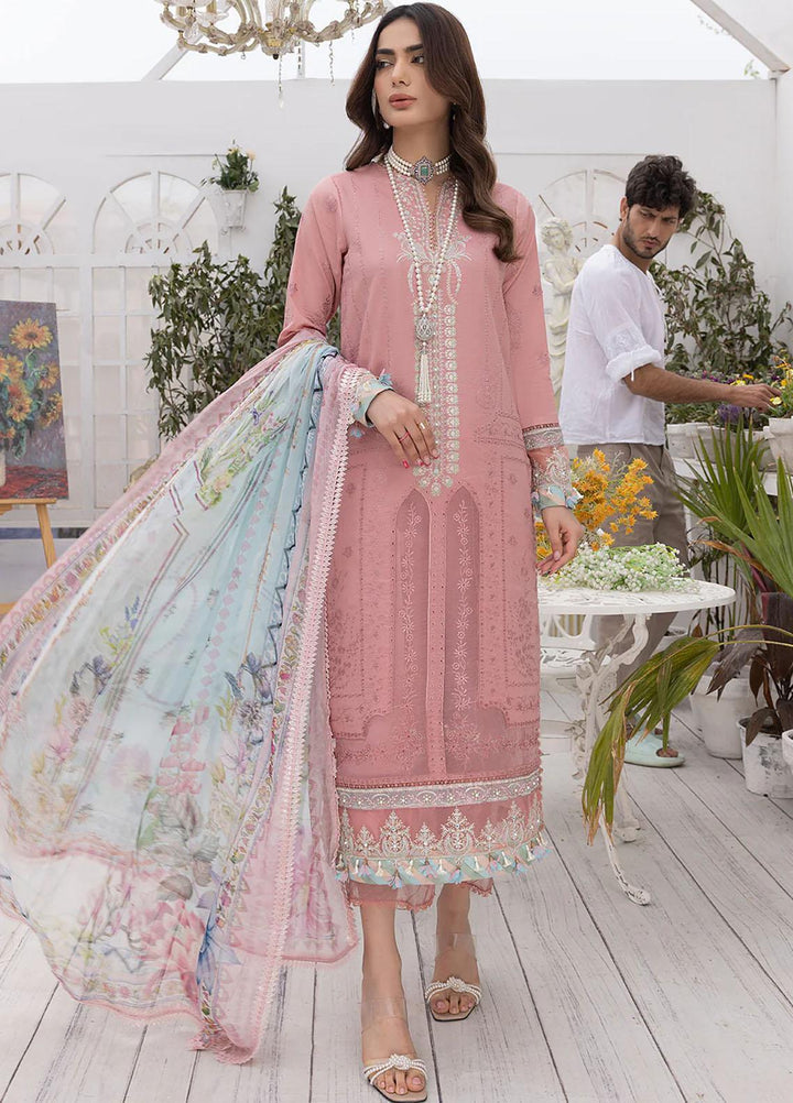 Hazel By Izel Embroidered Lawn Suits Unstitched 3 Piece IZL23H HLLC-05 Hibiscus - Luxury Collection