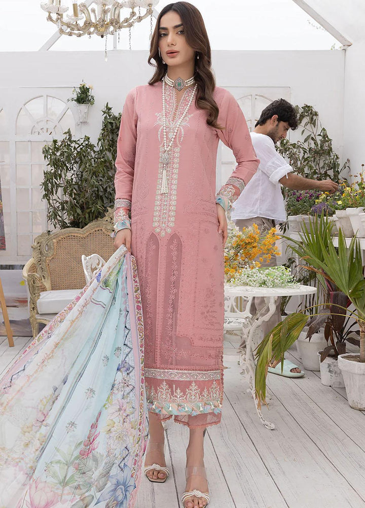 Hazel By Izel Embroidered Lawn Suits Unstitched 3 Piece IZL23H HLLC-05 Hibiscus - Luxury Collection
