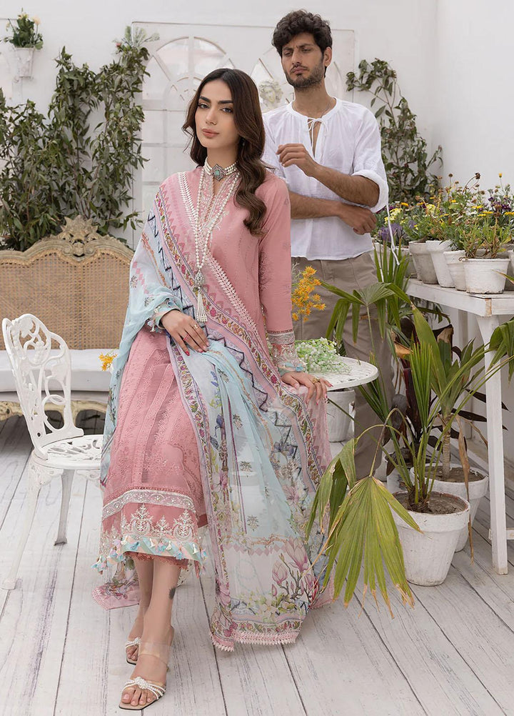 Hazel By Izel Embroidered Lawn Suits Unstitched 3 Piece IZL23H HLLC-05 Hibiscus - Luxury Collection