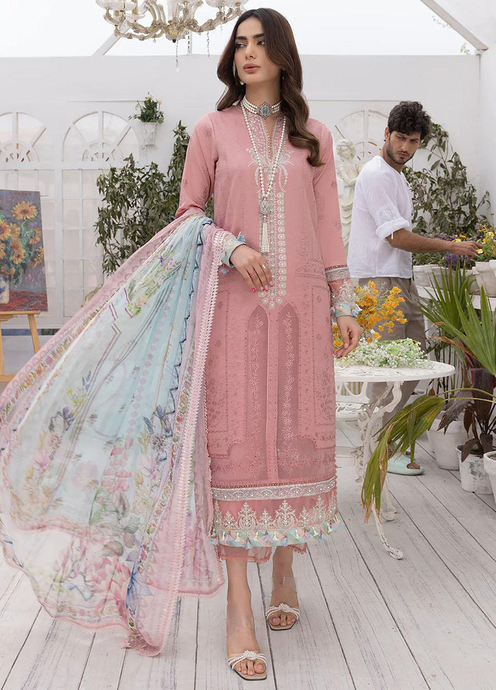 Hazel By Izel Embroidered Lawn Suits Unstitched 3 Piece IZL23H HLLC-05 Hibiscus - Luxury Collection