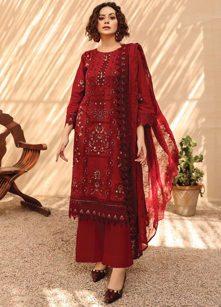 Hazoori Baagh By Humdum Embroidered Lawn Suits Unstitched 3 Piece HD23HB D-2 - Summer Collection