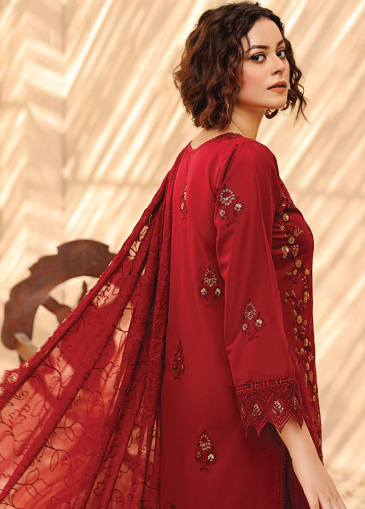 Hazoori Baagh By Humdum Embroidered Lawn Suits Unstitched 3 Piece HD23HB D-2 - Summer Collection
