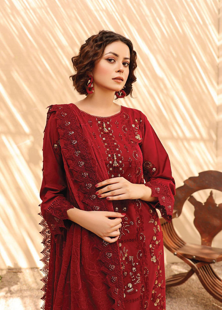 Hazoori Baagh By Humdum Embroidered Lawn Suits Unstitched 3 Piece HD23HB D-2 - Summer Collection
