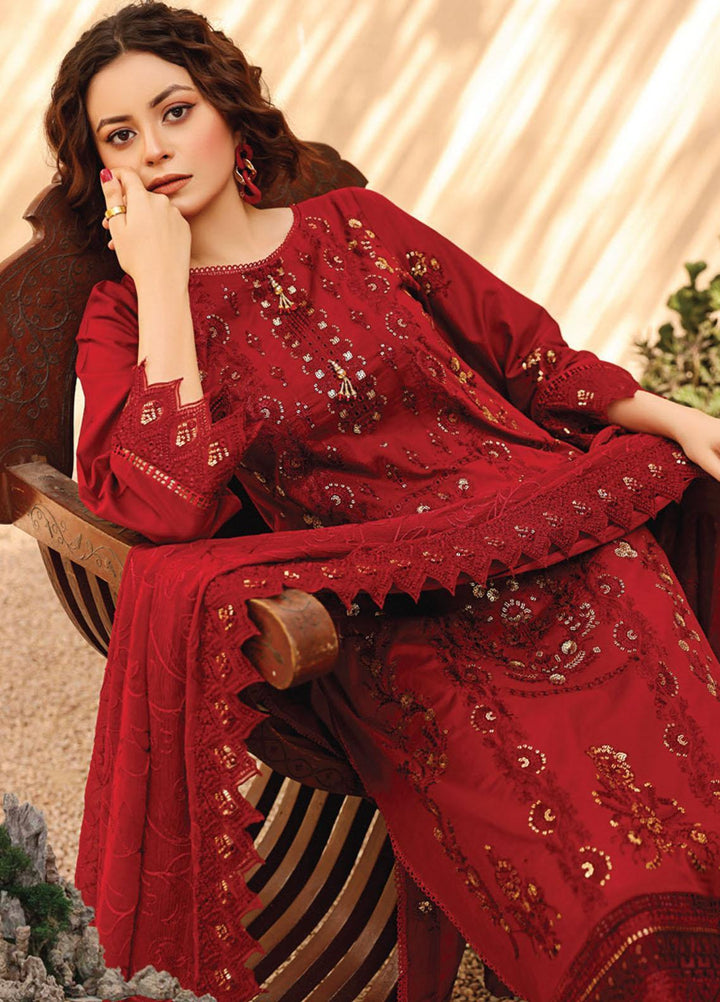 Hazoori Baagh By Humdum Embroidered Lawn Suits Unstitched 3 Piece HD23HB D-2 - Summer Collection